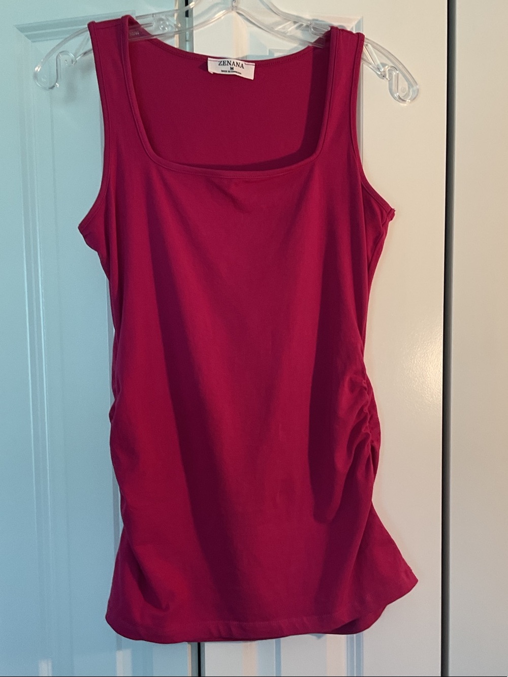 Zenana Outfitters Magenta Ruched Side Tank Top